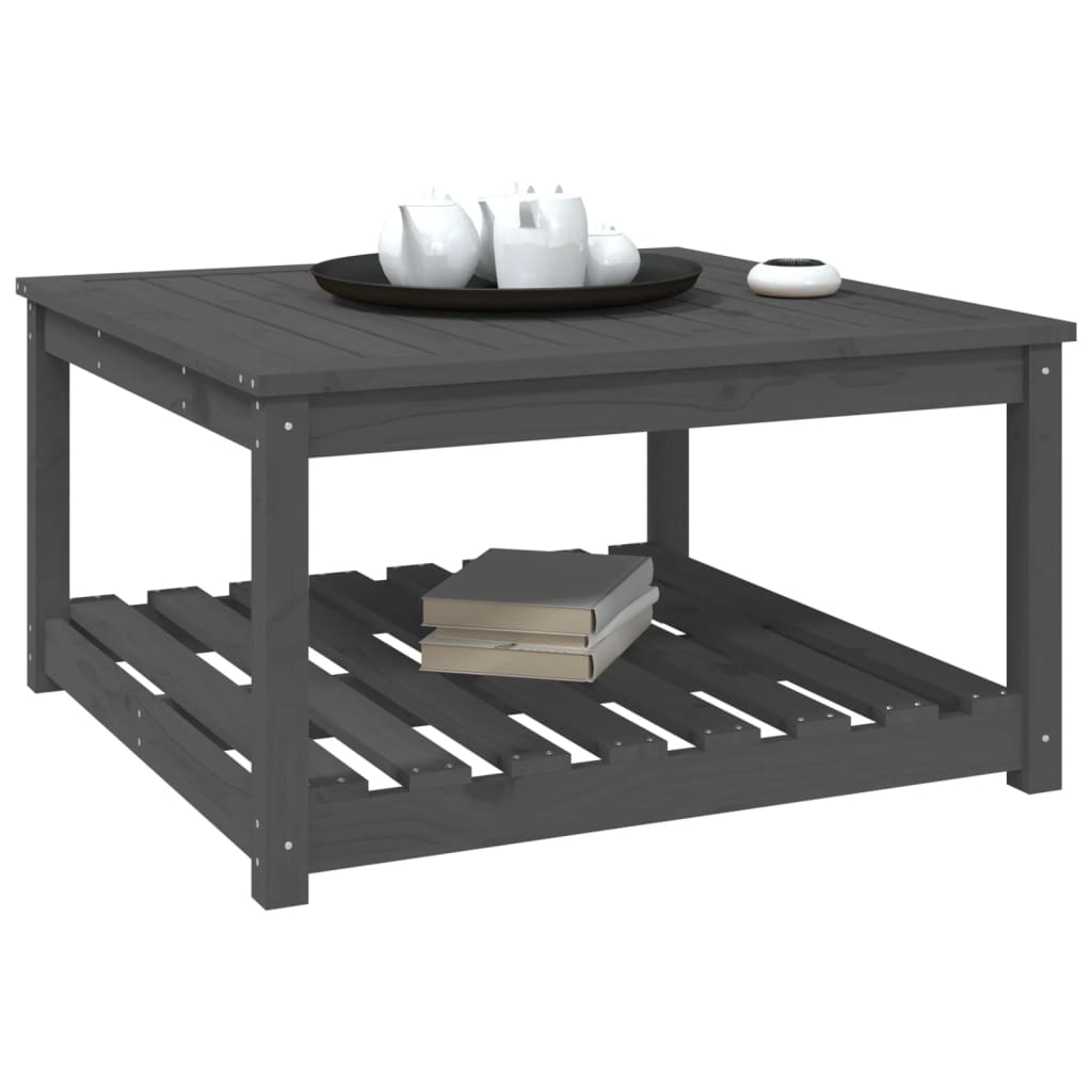 Tuintafel 82,5x82,5x45 cm massief grenenhout grijs - AllerleiShop