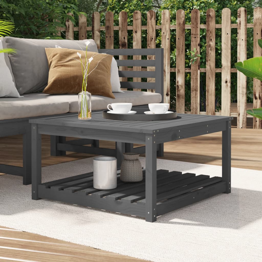 Tuintafel 82,5x82,5x45 cm massief grenenhout grijs - AllerleiShop