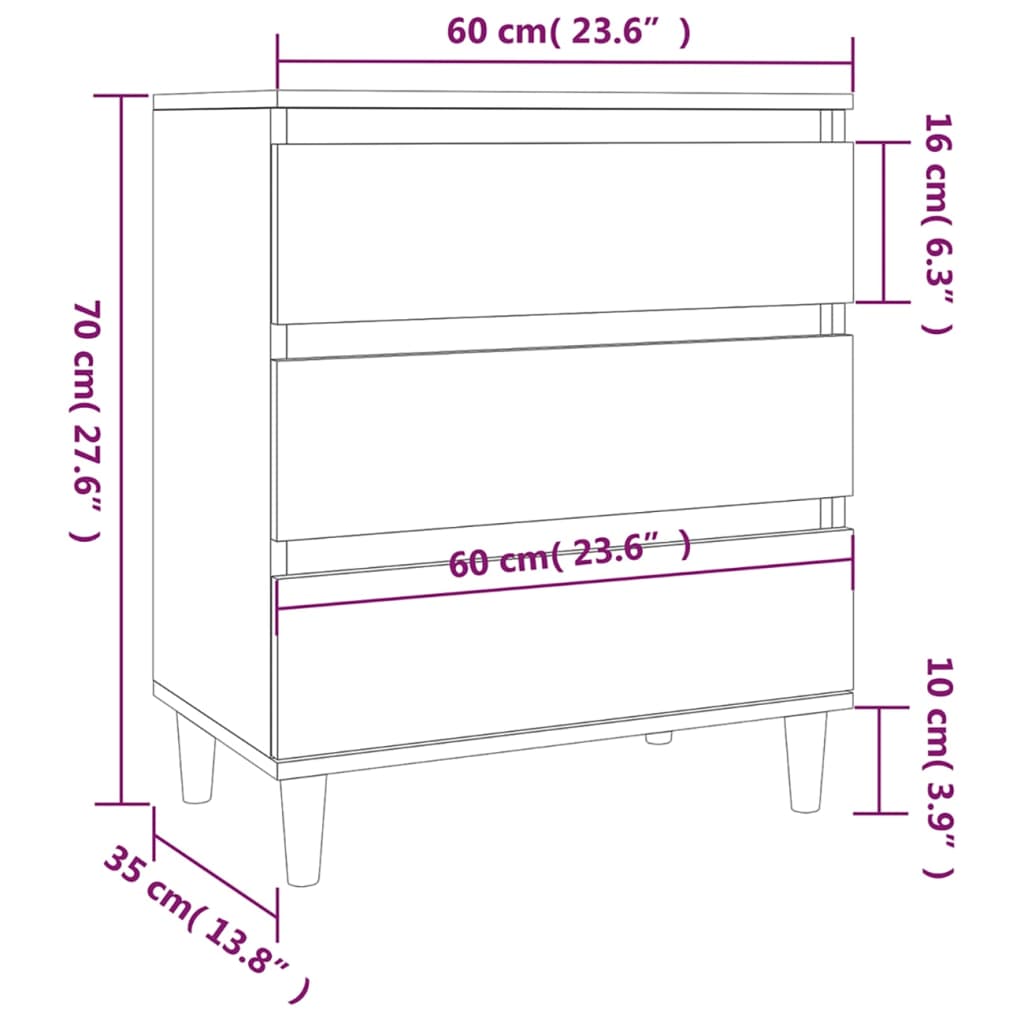 Dressoir 60x35x70 cm bewerkt hout wit - AllerleiShop