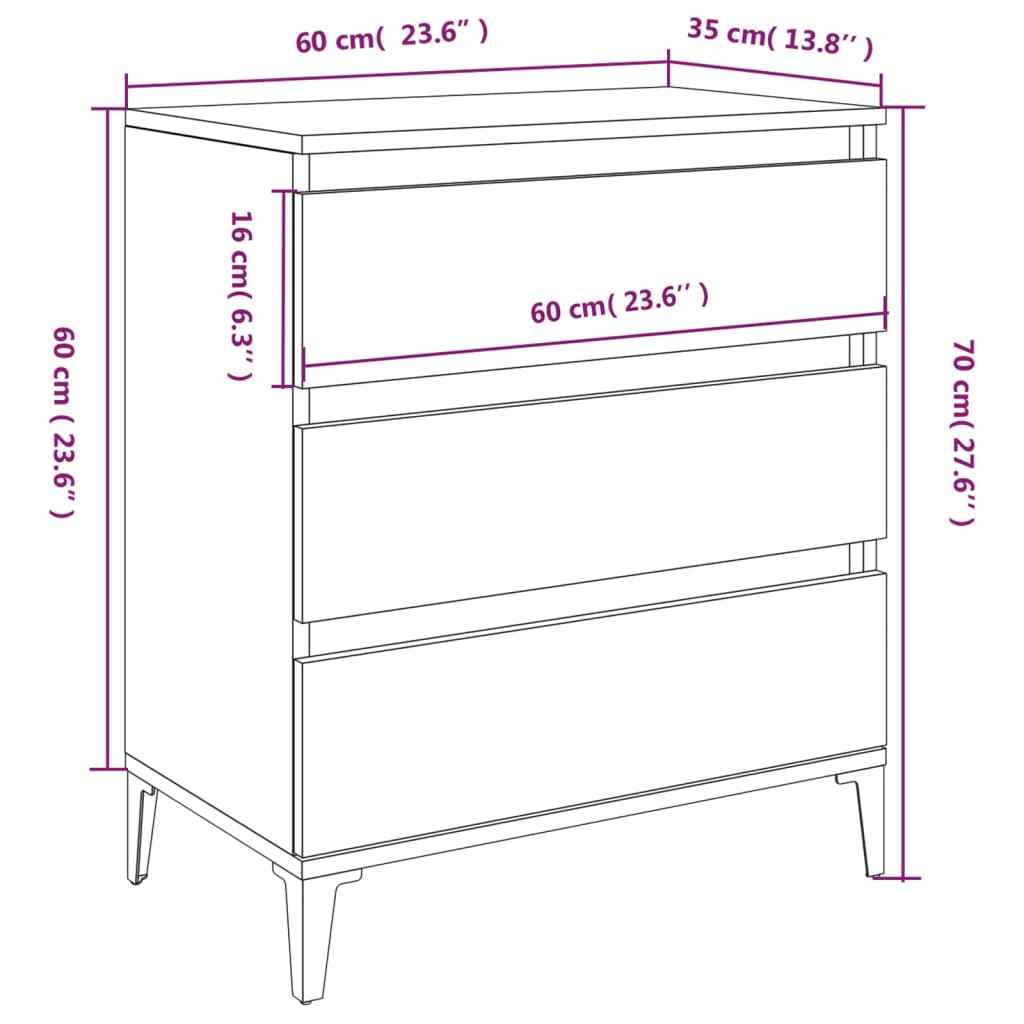 Dressoir 60x35x70 cm bewerkt hout zwart - AllerleiShop