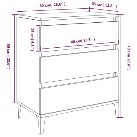 Dressoir 60x35x70 cm bewerkt hout hoogglans wit - AllerleiShop