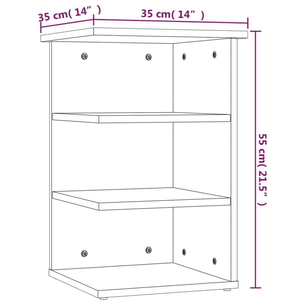 Bijzetkast 35x35x55 cm bewerkt hout gerookt eikenkleurig - AllerleiShop