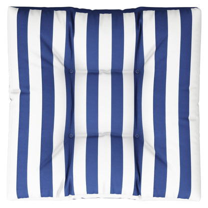 Palletkussen gestreept 70x70x12 cm stof blauw en wit - AllerleiShop