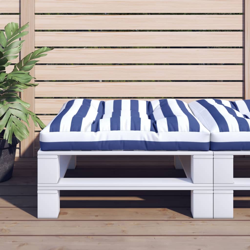 Palletkussen gestreept 70x70x12 cm stof blauw en wit - AllerleiShop