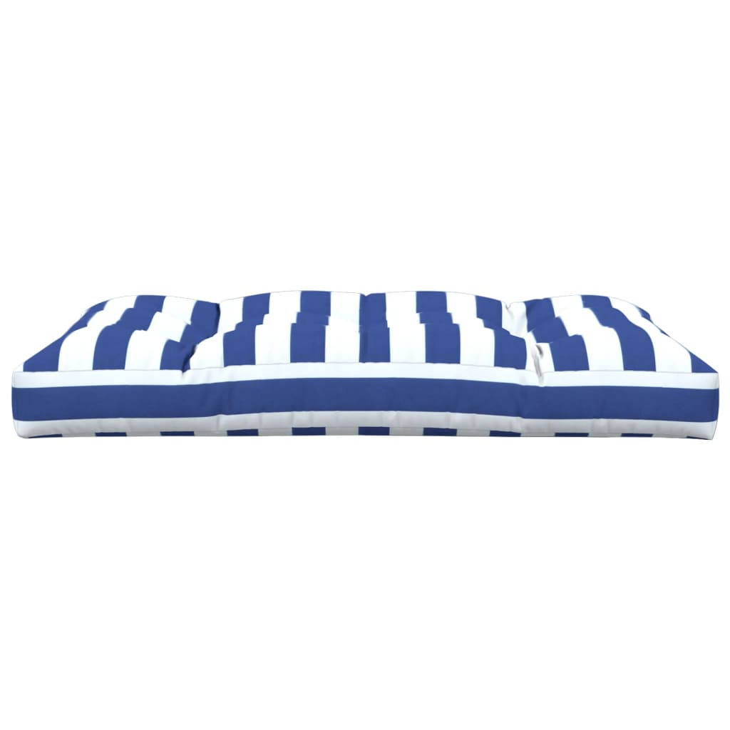 Palletkussen gestreept 120x80x12 cm stof blauw en wit - AllerleiShop