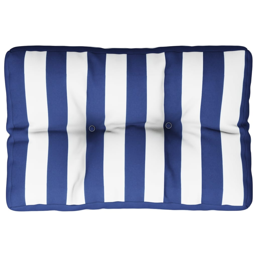 Palletkussen gestreept 60x40x12 cm stof blauw en wit - AllerleiShop