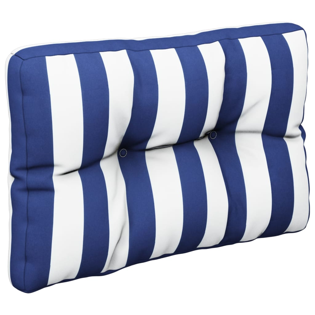 Palletkussen gestreept 60x40x12 cm stof blauw en wit - AllerleiShop