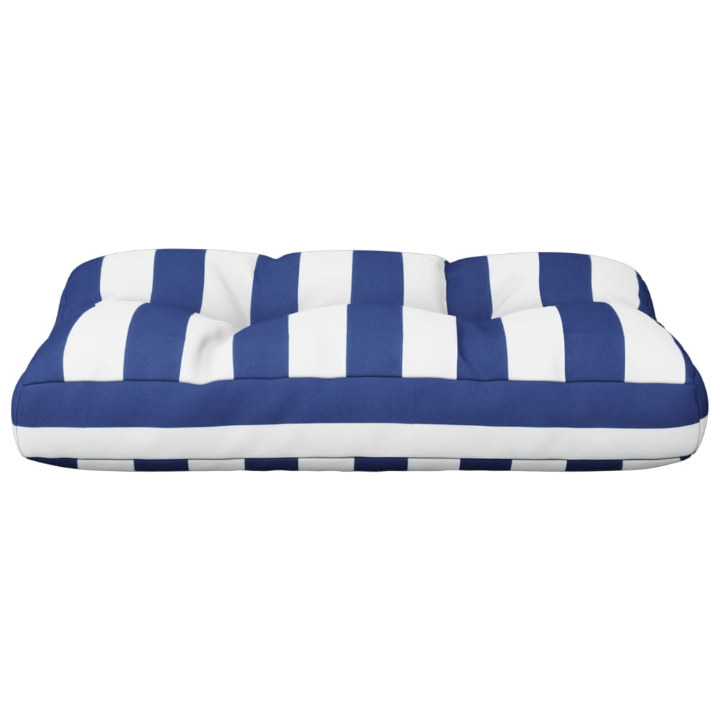 Palletkussen gestreept 60x40x12 cm stof blauw en wit - AllerleiShop