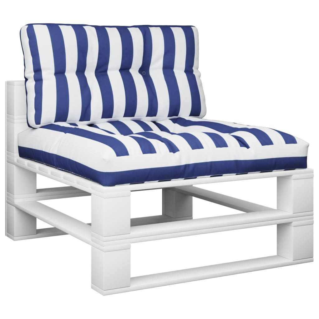 Palletkussens 2 st stof gestreept wit en blauw - AllerleiShop