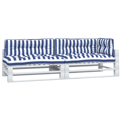 Palletkussens 5 st gestreept stof  wit en blauw - AllerleiShop