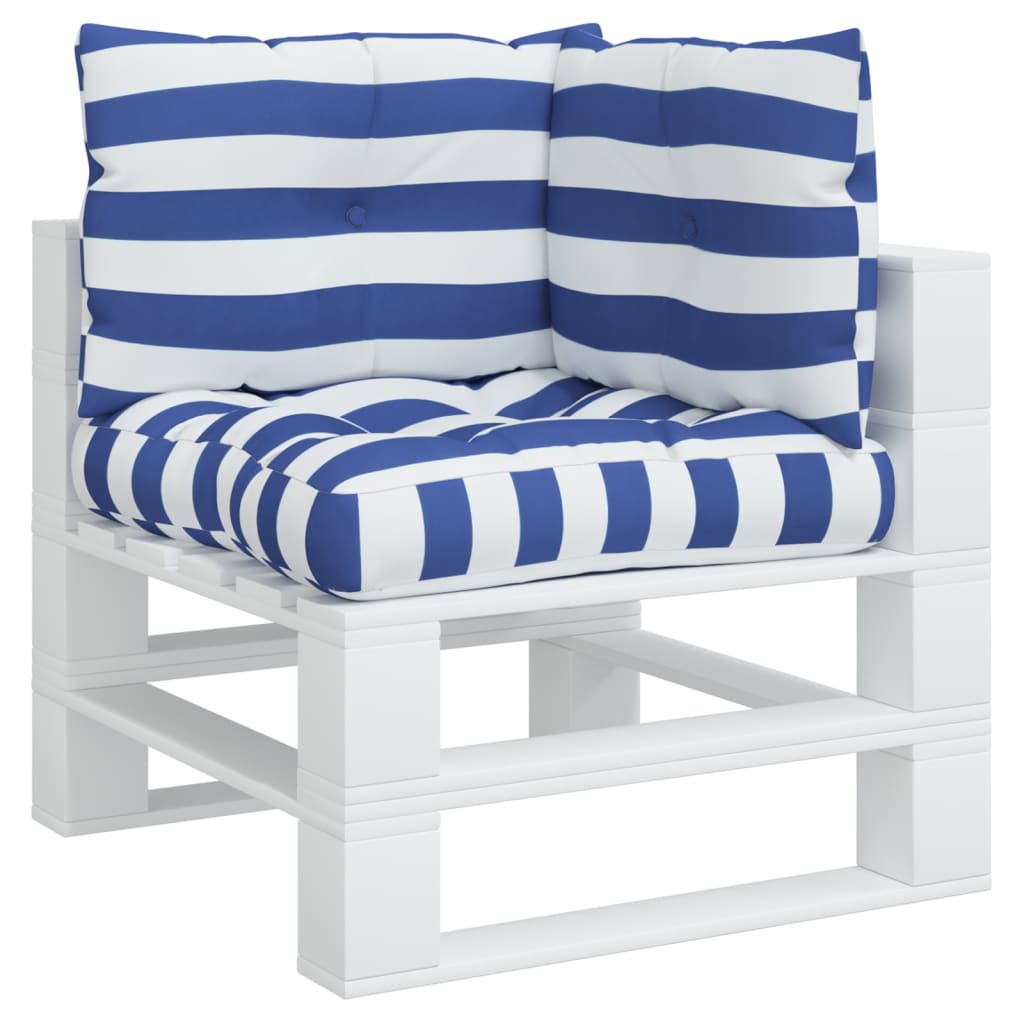 Palletkussens 3 st gestreept oxford stof wit en blauw - AllerleiShop