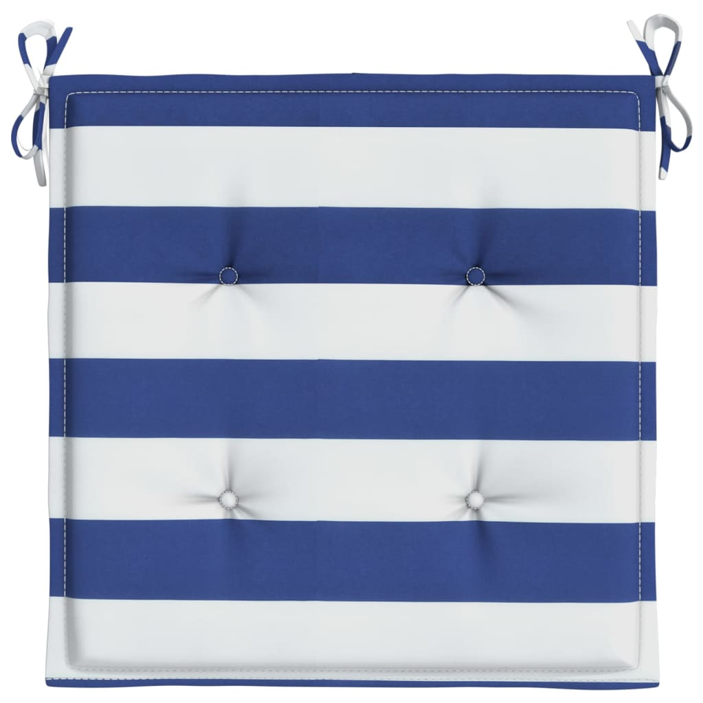 Tuinstoelkussens 2 st gestreept 40x40x3 cm stof wit en blauw - AllerleiShop