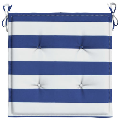 Tuinstoelkussens 2 st gestreept 40x40x3 cm stof wit en blauw - AllerleiShop