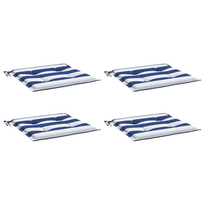 Tuinstoelkussens 4 st gestreept 40x40x3 cm stof wit en blauw - AllerleiShop