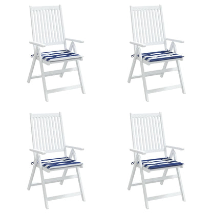 Tuinstoelkussens 4 st gestreept 40x40x3 cm stof wit en blauw - AllerleiShop