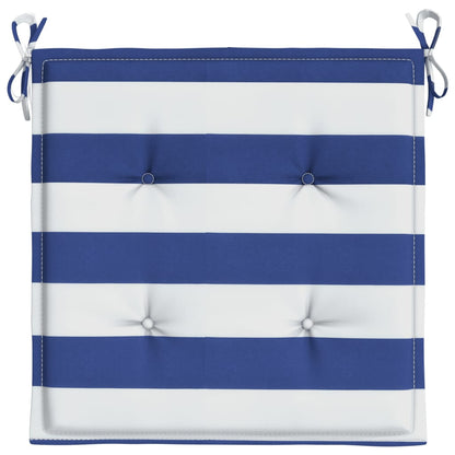 Tuinstoelkussens 6 st gestreept 40x40x3 cm stof wit en blauw - AllerleiShop