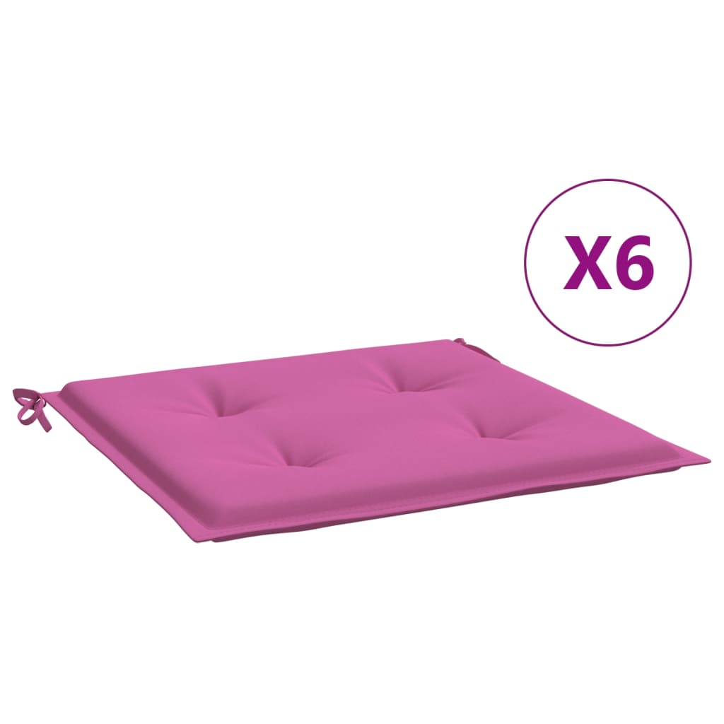 Tuinstoelkussens 6 st 40x40x3 cm stof roze - AllerleiShop