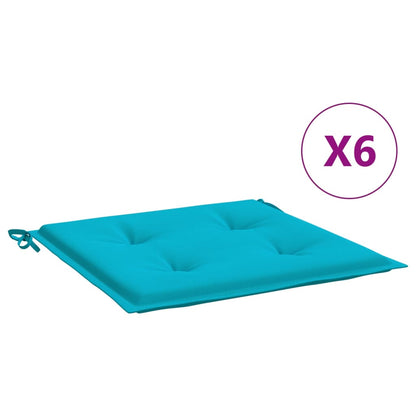 Tuinstoelkussens 6 st 40x40x3 cm stof turquoise - AllerleiShop