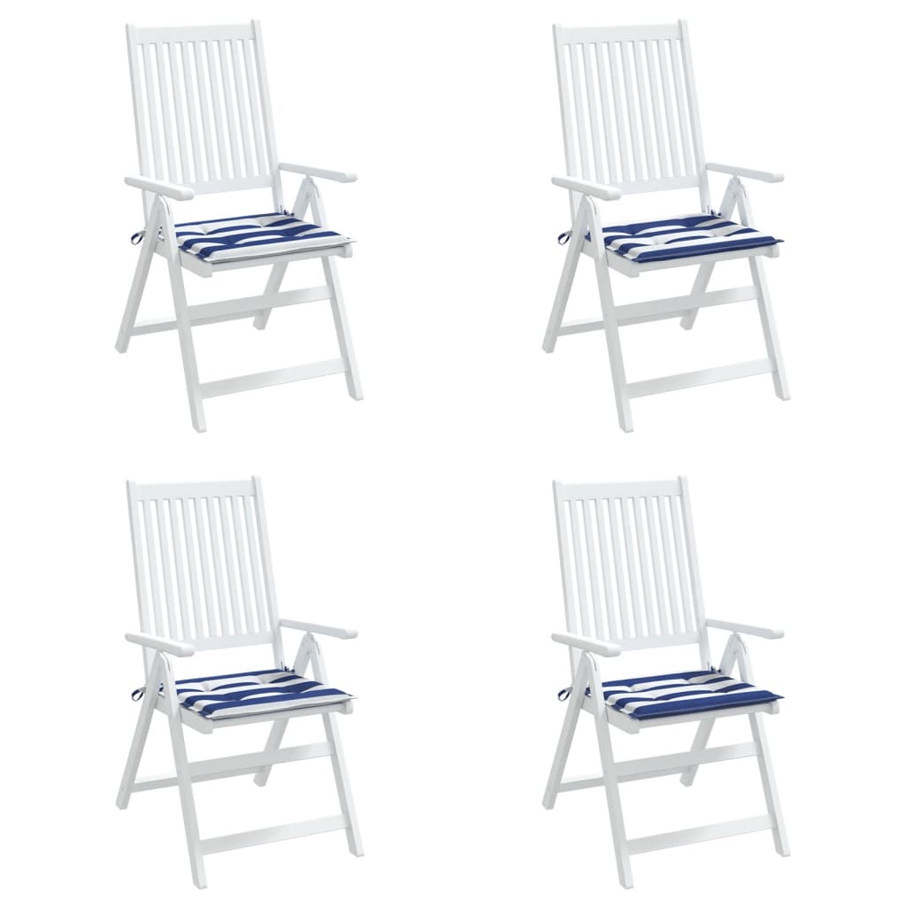 Tuinstoelkussens 4 st gestreept 50x50x3 cm stof wit en blauw - AllerleiShop