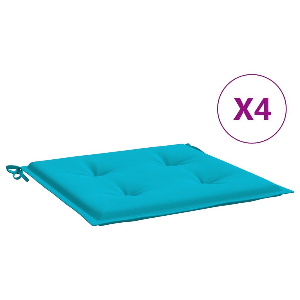 Tuinstoelkussens 4 st 50x50x3 cm stof turquoise - AllerleiShop