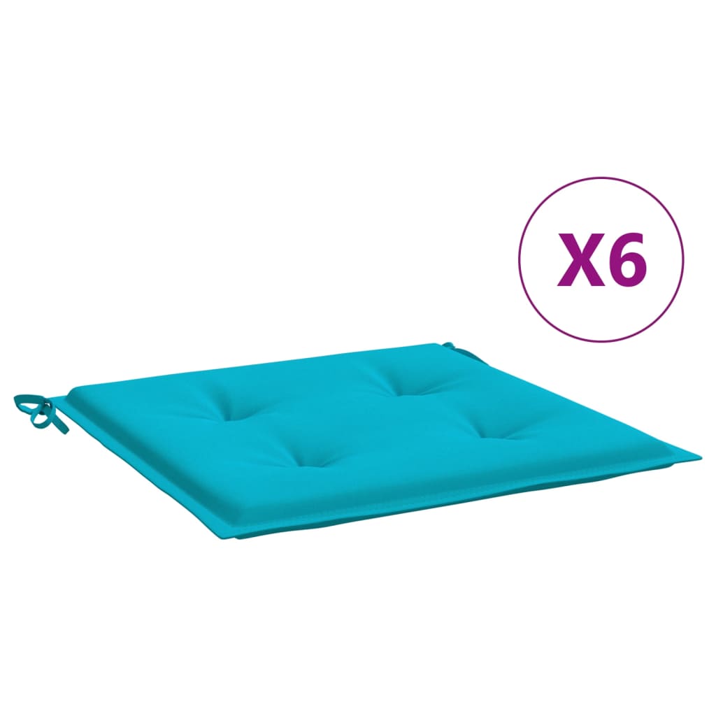 Tuinstoelkussens 6 st 50x50x3 cm stof turquoise - AllerleiShop