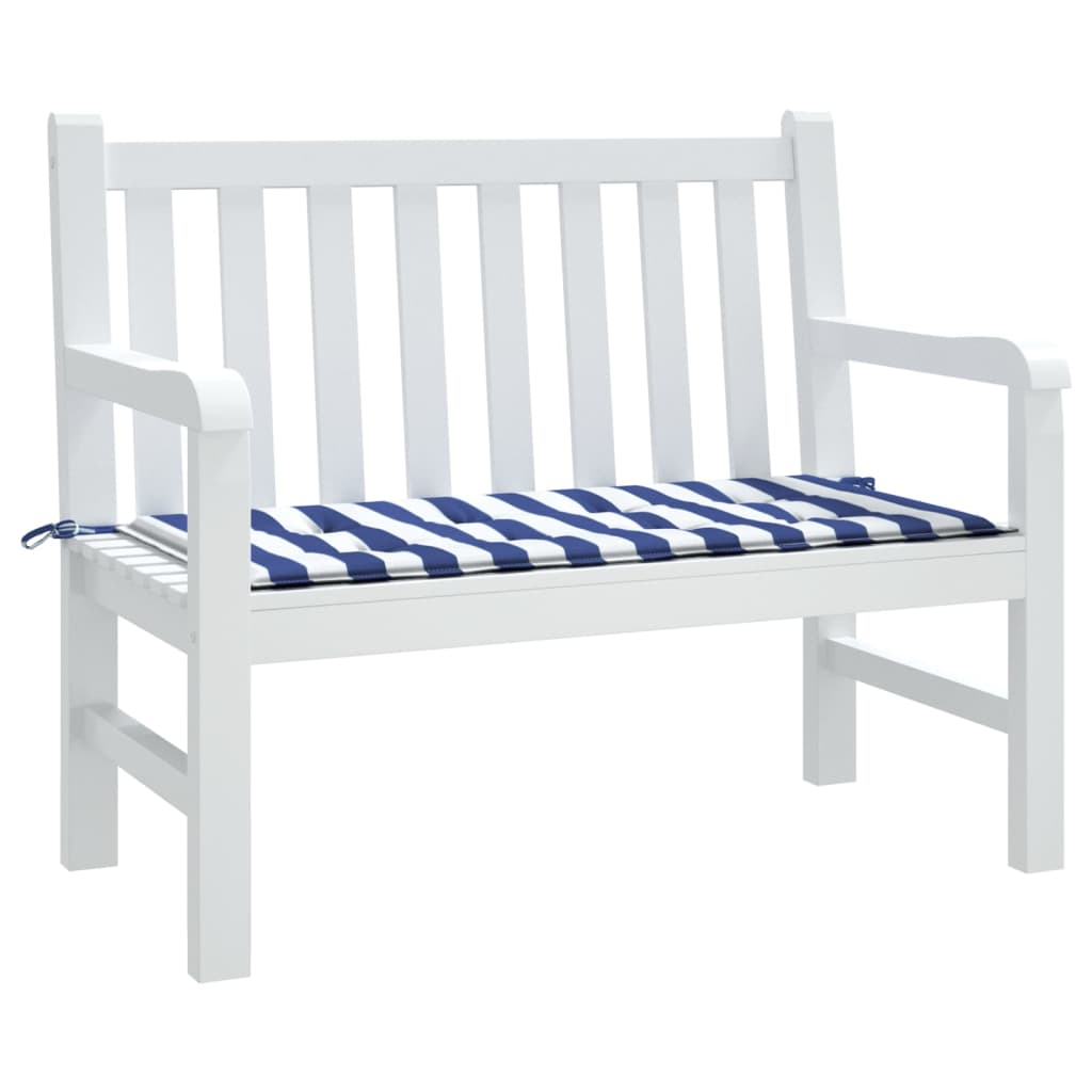 Tuinbankkussen gestreept 120x50x3 cm oxford stof wit en blauw - AllerleiShop