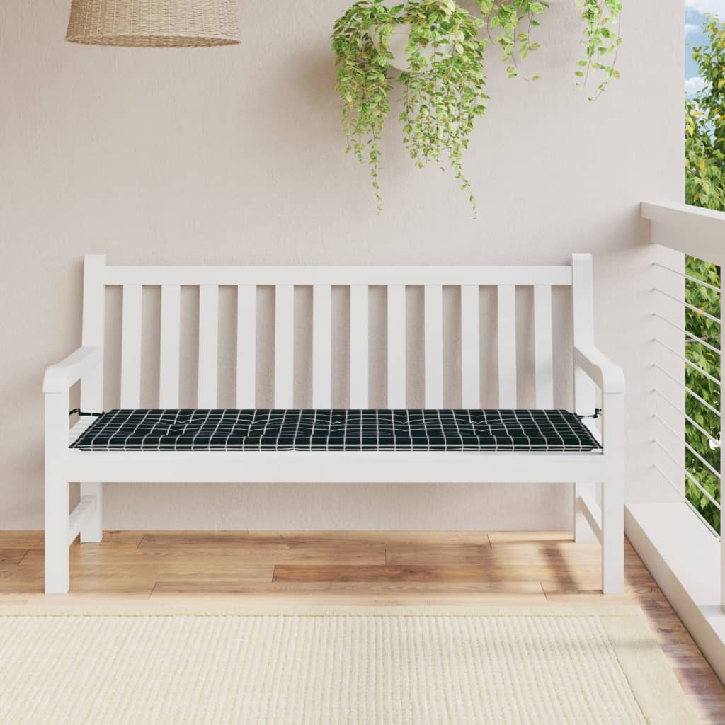 Tuinbankkussen ruitpatroon 150x50x3 cm oxford stof zwart - AllerleiShop