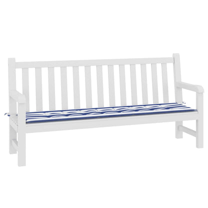 Tuinbankkussen gestreept 200x50x3 cm stof wit en blauw - AllerleiShop