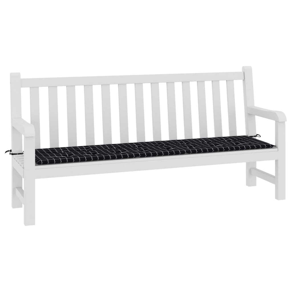 Tuinbankkussen ruitpatroon 150x50x3 cm stof zwart - AllerleiShop