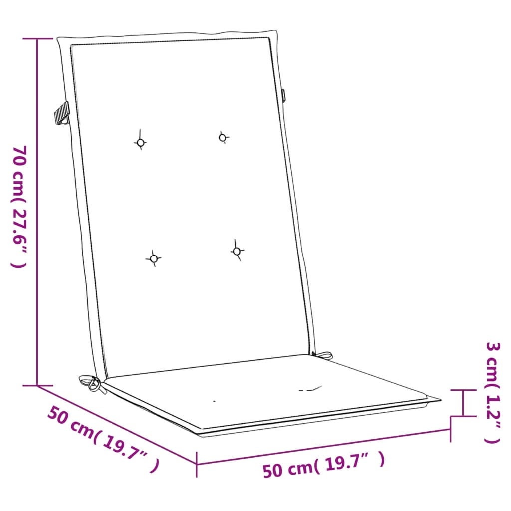 Stoelkussens 2 st hoge rug ruitpatroon stof zwart - AllerleiShop