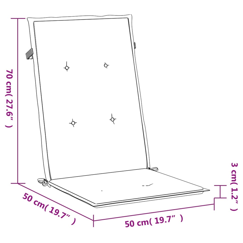 Stoelkussens 2 st hoge rug bladpatroon stof - AllerleiShop