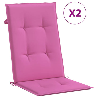 Tuinstoelkussens hoge rugleuning 2 st 120x50x3 cm stof roze - AllerleiShop