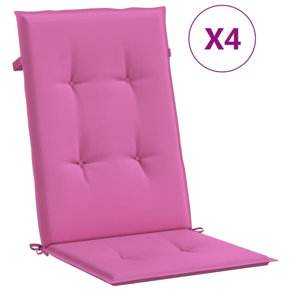 Stoelkussens 4 st hoge rug stof roze - AllerleiShop