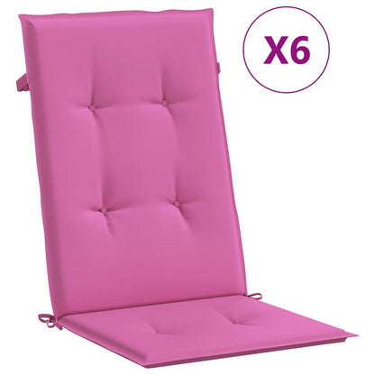 Stoelkussens 6 st hoge rug stof roze - AllerleiShop