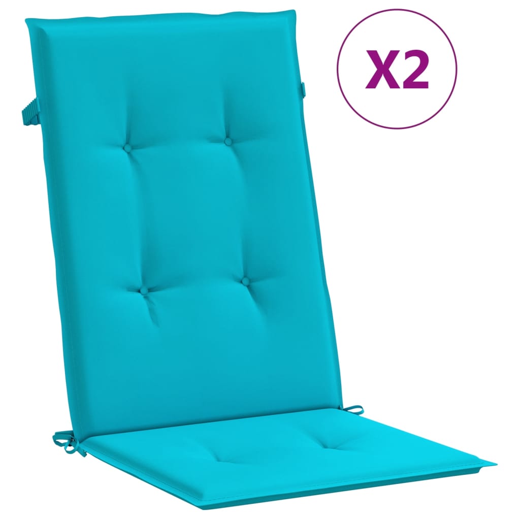 Stoelkussens 2 st hoge rug stof turquoise - AllerleiShop