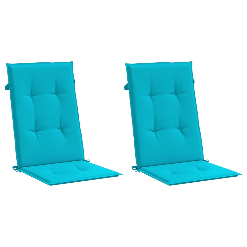 Stoelkussens 2 st hoge rug stof turquoise - AllerleiShop