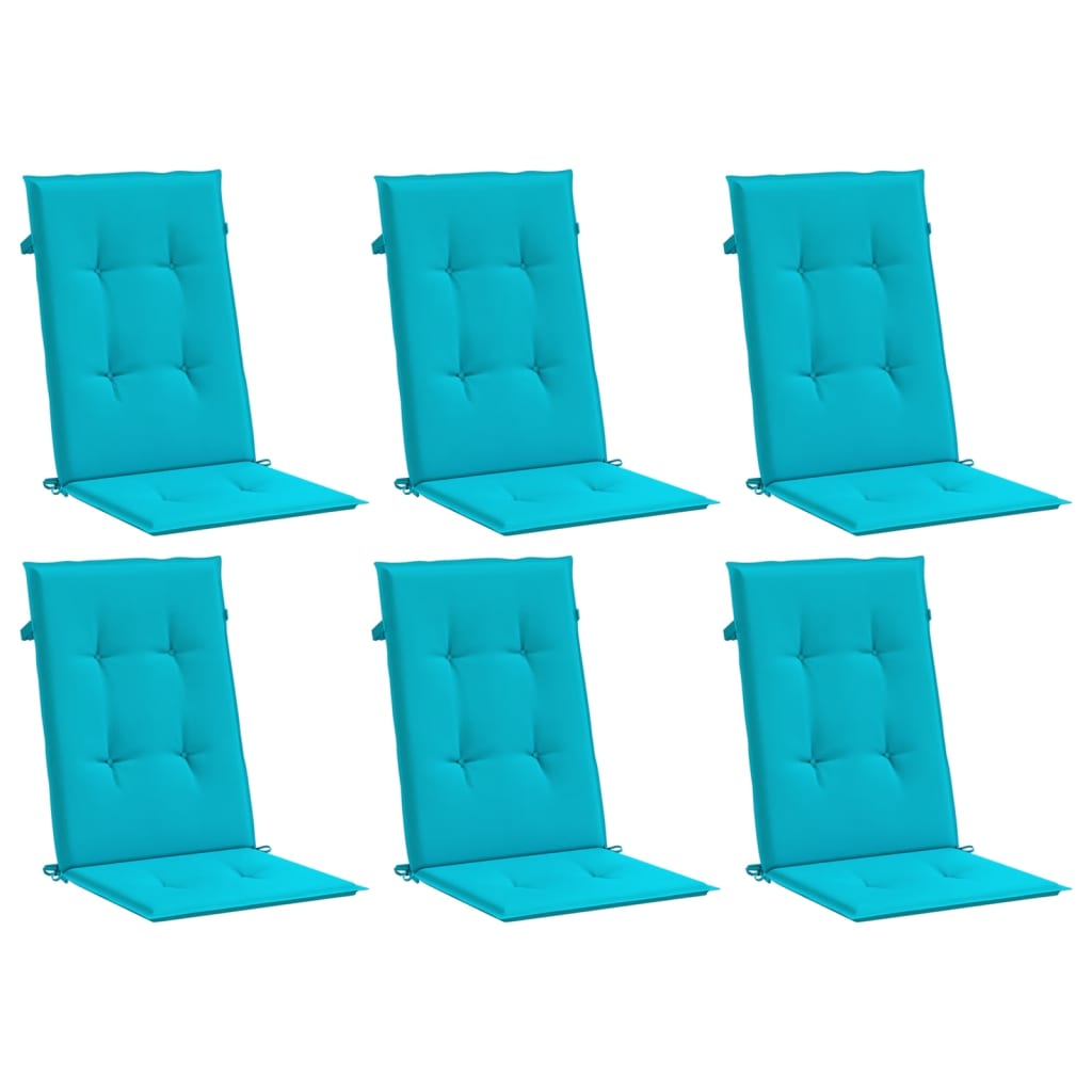 Stoelkussens hoge rugleuning 6 st stof turquoise - AllerleiShop