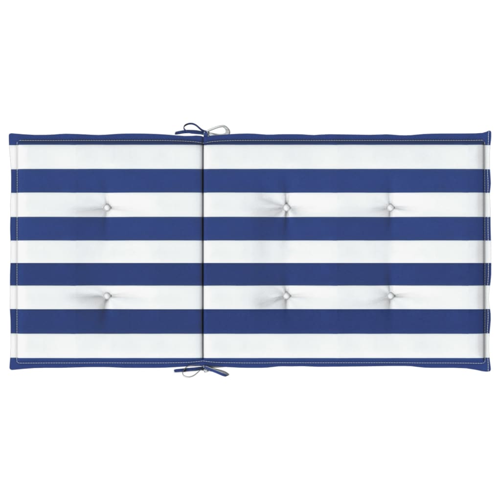 Stoelkussens 6 st lage rug gestreept stof wit en blauw - AllerleiShop