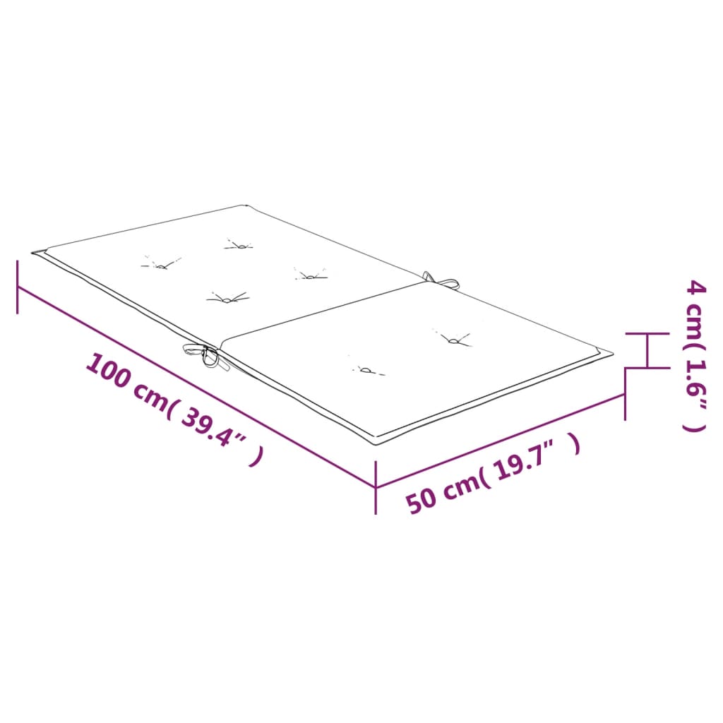 Stoelkussens 2 st lage rug ruitpatroon stof zwart - AllerleiShop