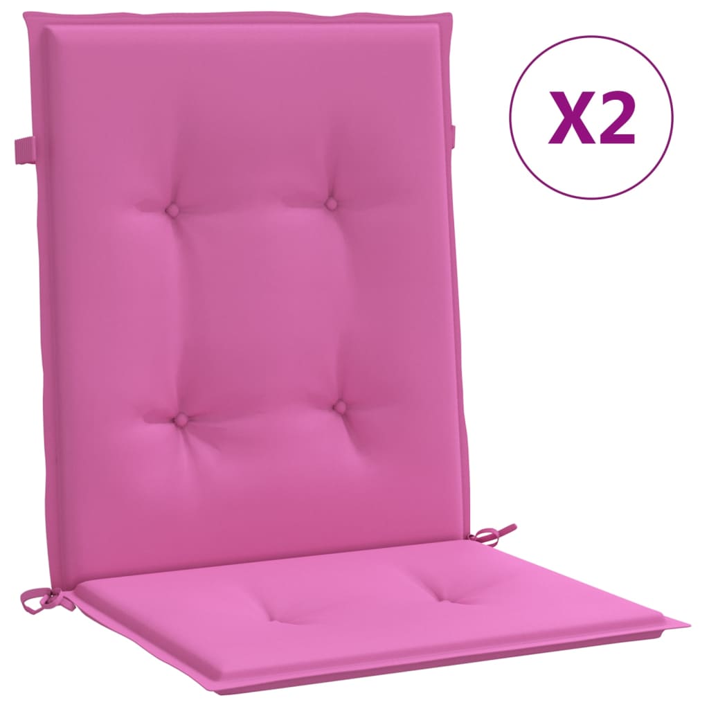 Stoelkussens 2 st lage rug stof roze - AllerleiShop