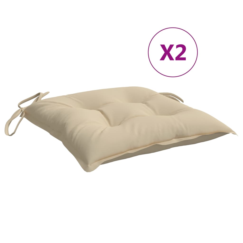 Stoelkussens 2 st 40x40x7 cm oxford stof beige - AllerleiShop