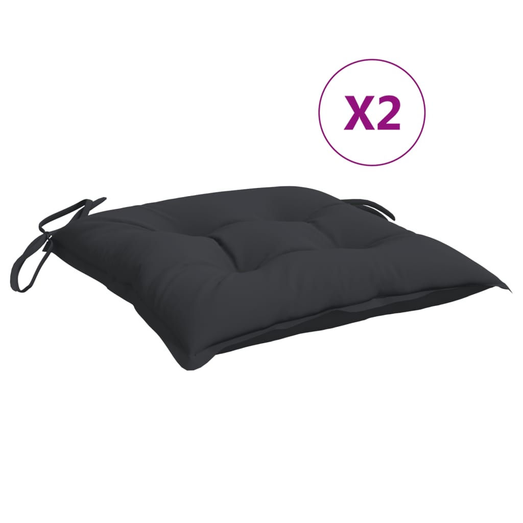 Stoelkussens 2 st 40x40x7 cm oxford stof zwart - AllerleiShop