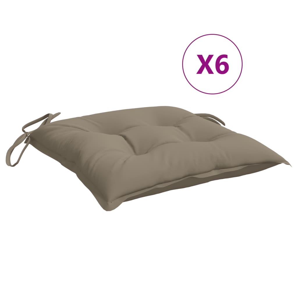 Stoelkussens 6 st 40x40x7 cm oxford stof taupe - AllerleiShop