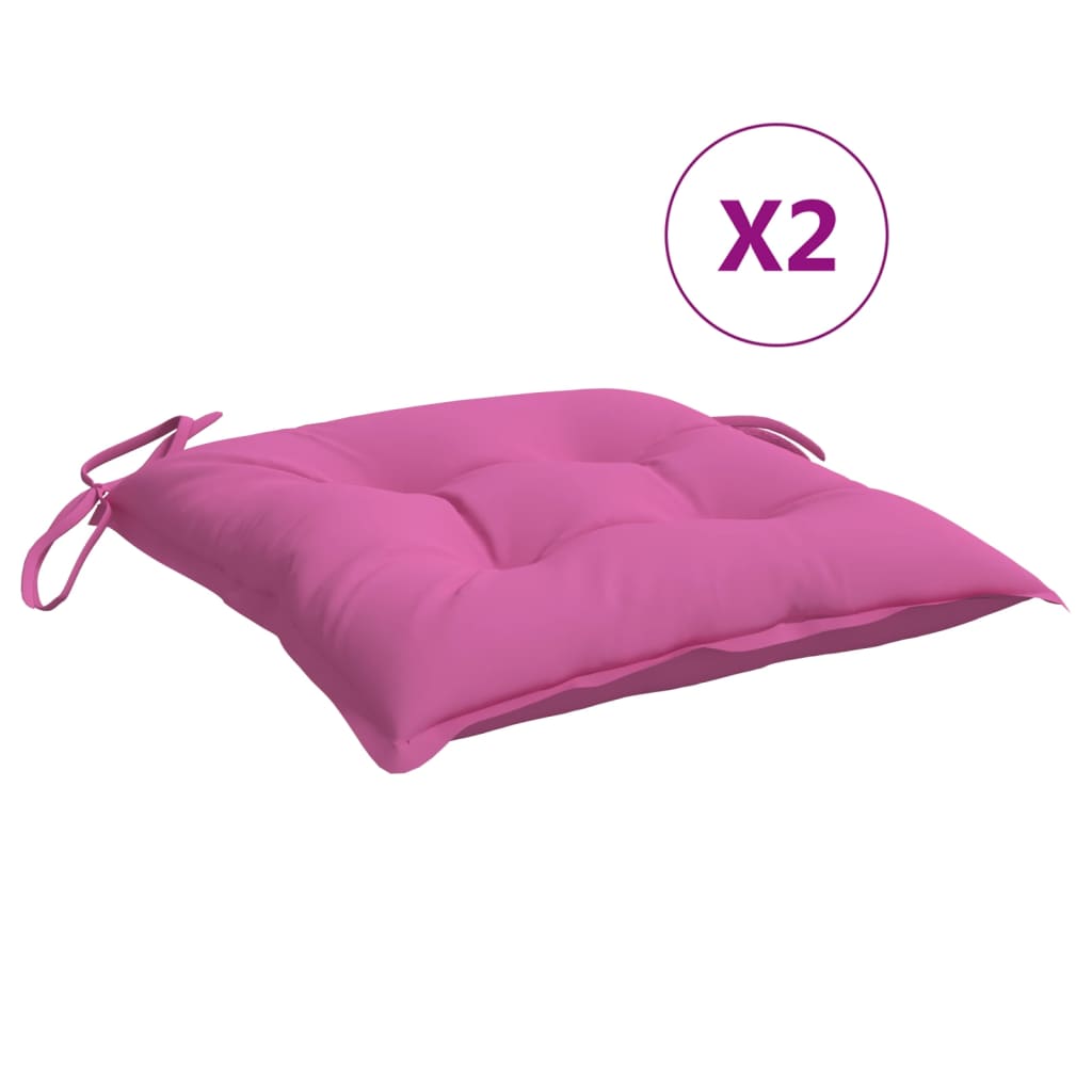 Stoelkussens 2 st 40x40x7 cm stof roze - AllerleiShop