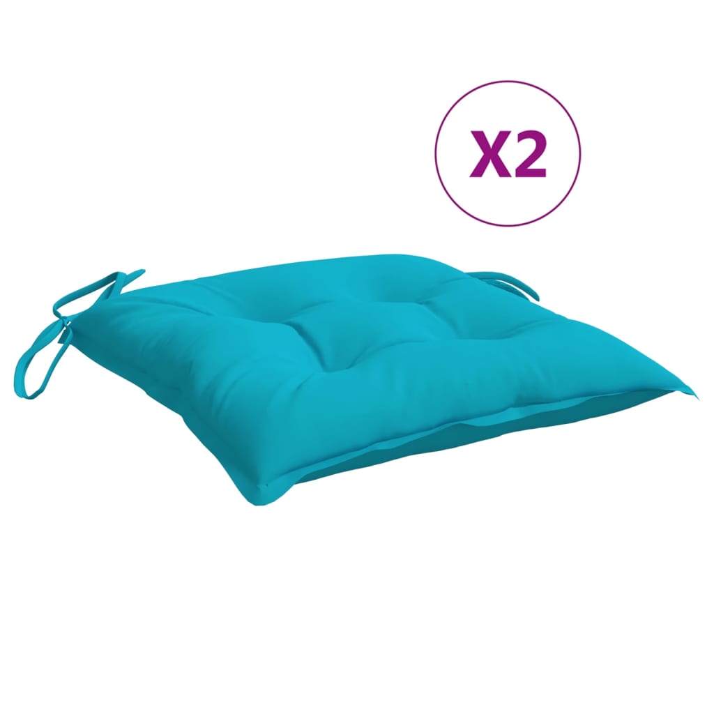 Stoelkussens 2 st 40x40x7 cm stof turquoise - AllerleiShop