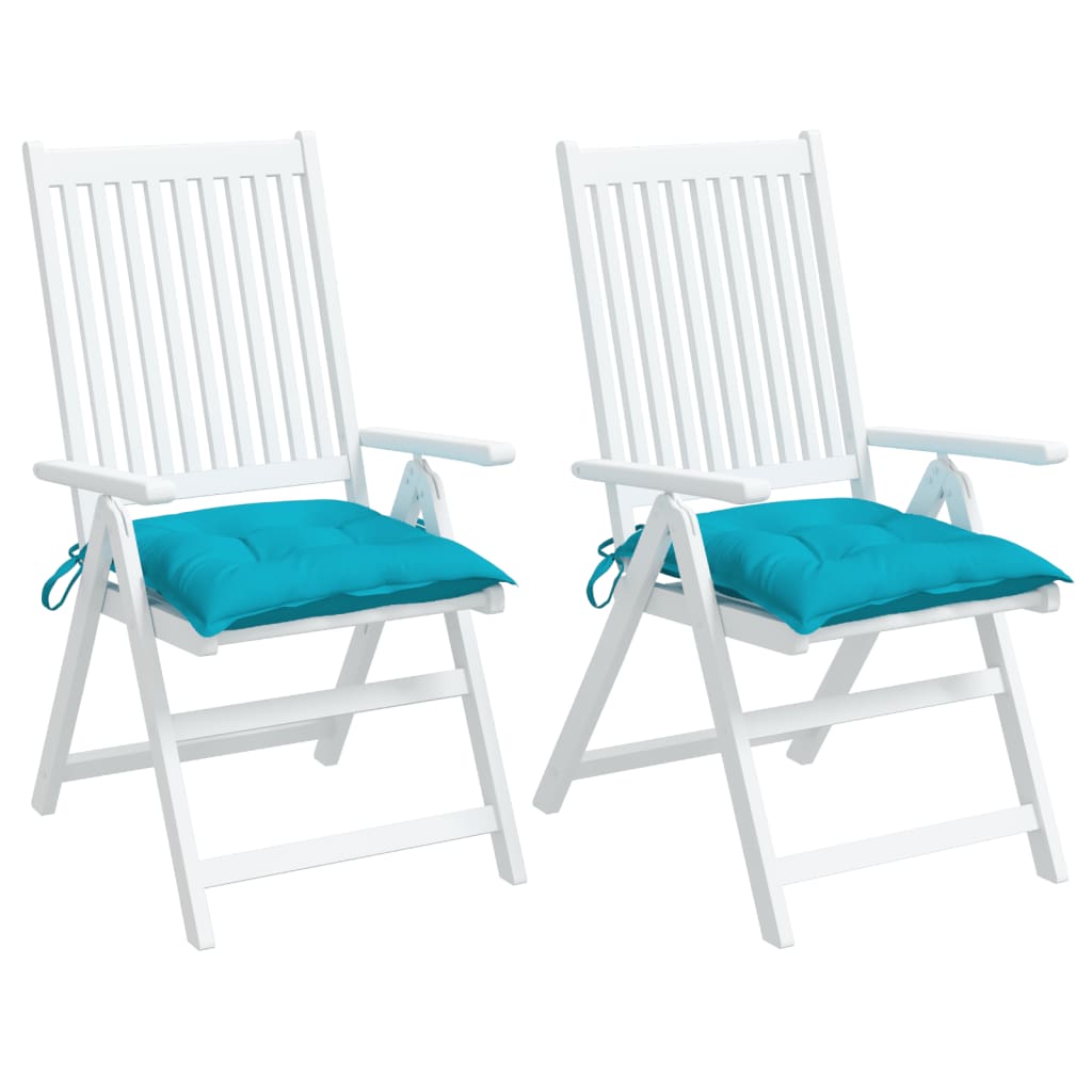 Stoelkussens 2 st 40x40x7 cm stof turquoise - AllerleiShop