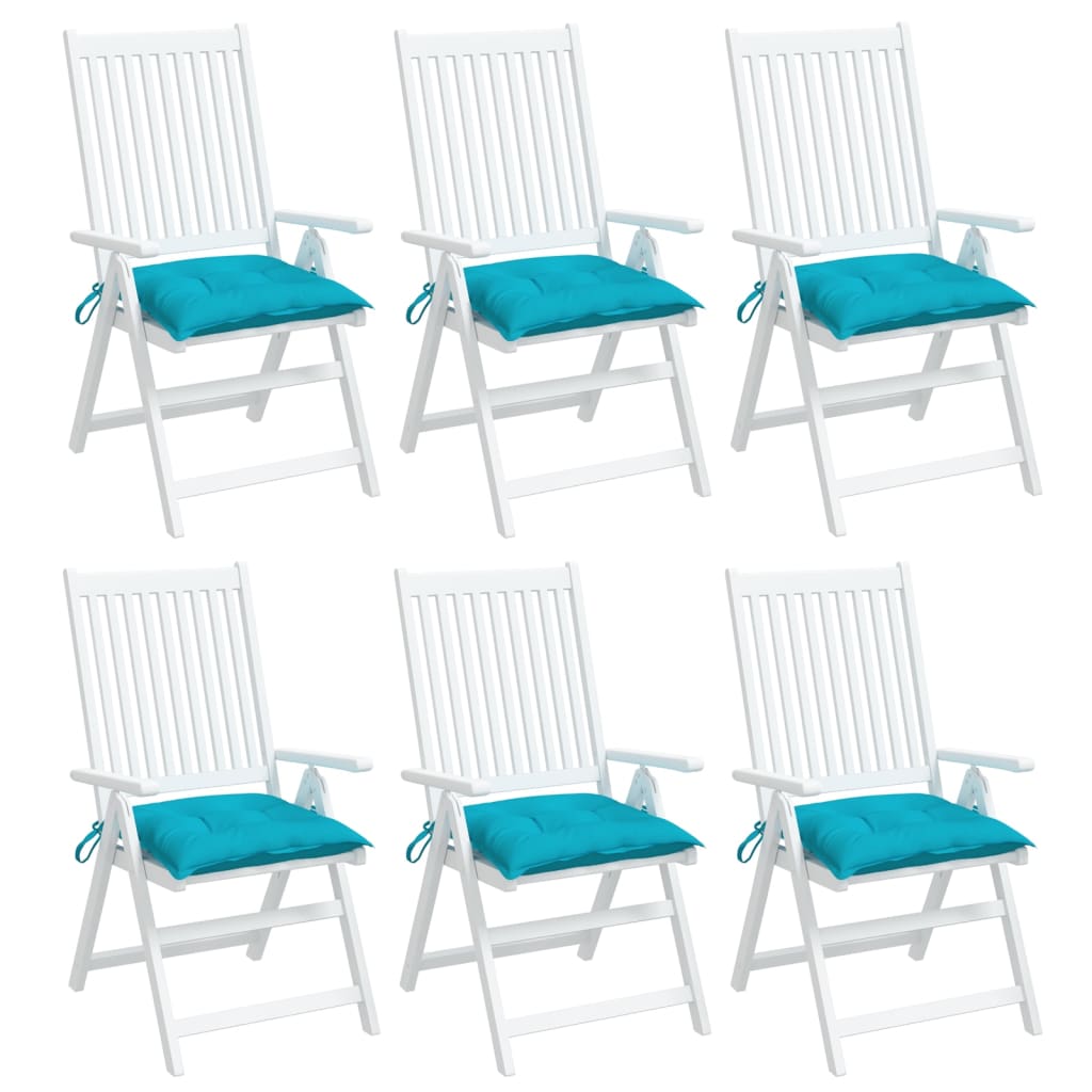 Stoelkussens 6 st 40x40x7 cm stof turquoise - AllerleiShop