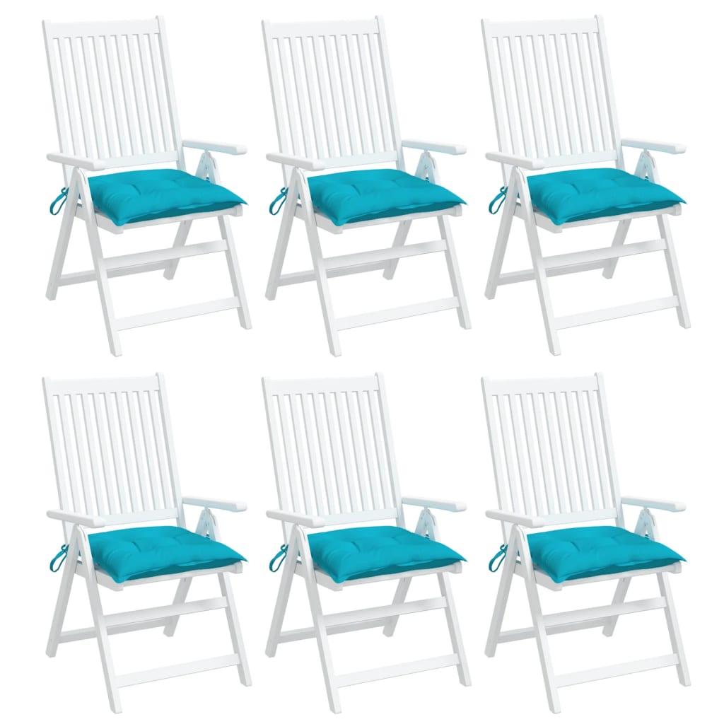 Stoelkussens 6 st 50x50x7 cm stof turquoise - AllerleiShop