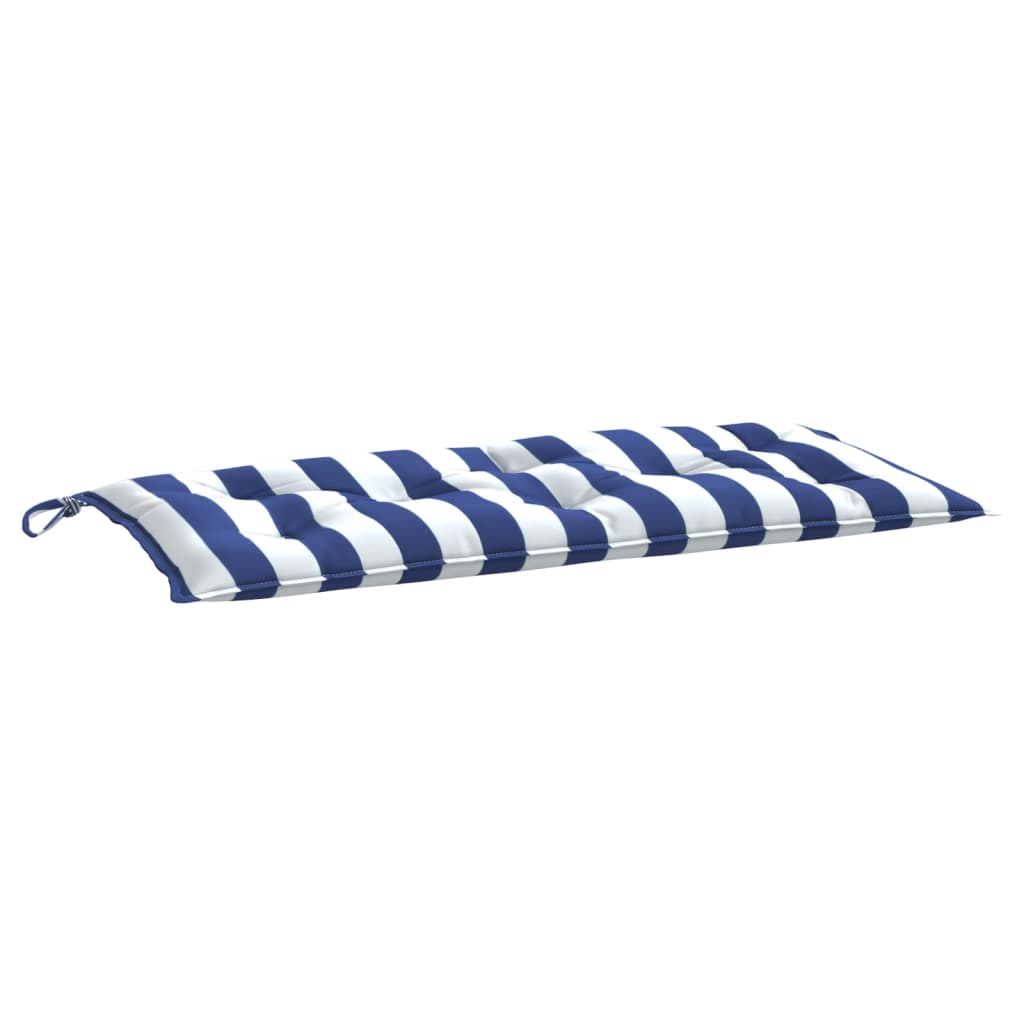 Tuinbankkussen 100x50x7 cm stof gestreept wit en blauw - AllerleiShop