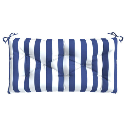 Tuinbankkussen 100x50x7 cm stof gestreept wit en blauw - AllerleiShop